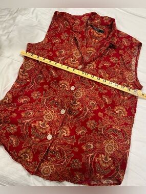 Vintage Lauren Ralph Lauren Red Paisley Vest Top Button Front Cotton Women’s L